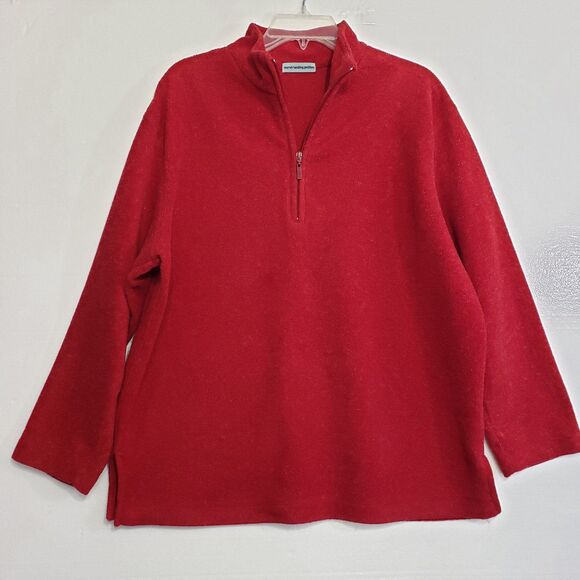 Marsh Landing Petites Woman's PL Red Quarter Zip Pullover Mock Neck Sweater - Picture 7 of 9